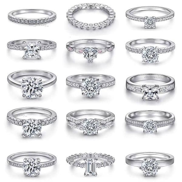 Ladies Jewellery Classic Rings With Love Heart Fashion Crystal Wedding & Party Wide Ring for Women Sier Jewelry