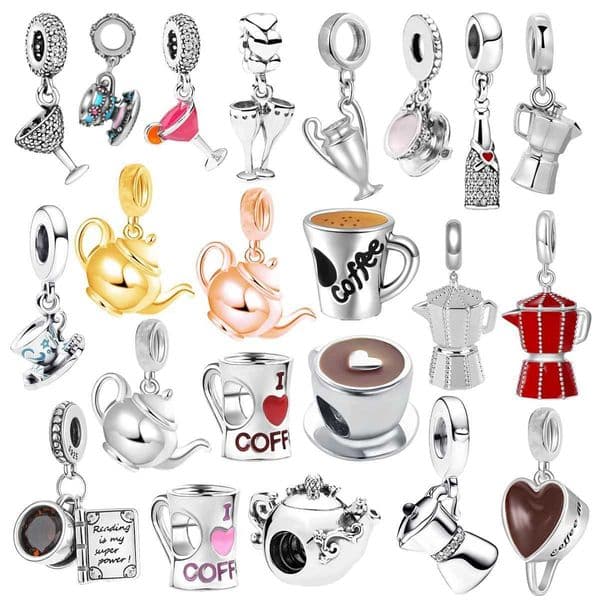 Hot Coffee Pot Cup Cocktailcup Small Dangle Charm Beads Fit Original 925 Sterling Silver Bracelet Women DIY Jewelry GiftXJ250517