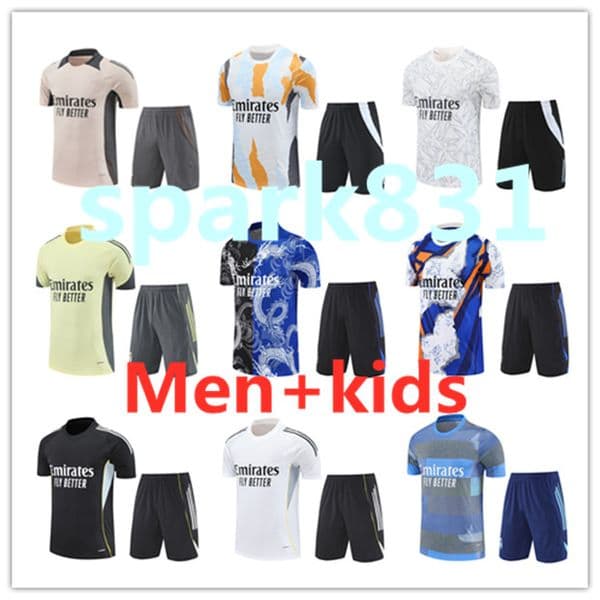 24/25 MadridS Soccer Jerseys football short kit 2025 2026 BELLINGHAM tracksuit short sleeve training suit Men and kids MBAPPE shorts kit maillot foot camiseta futbol