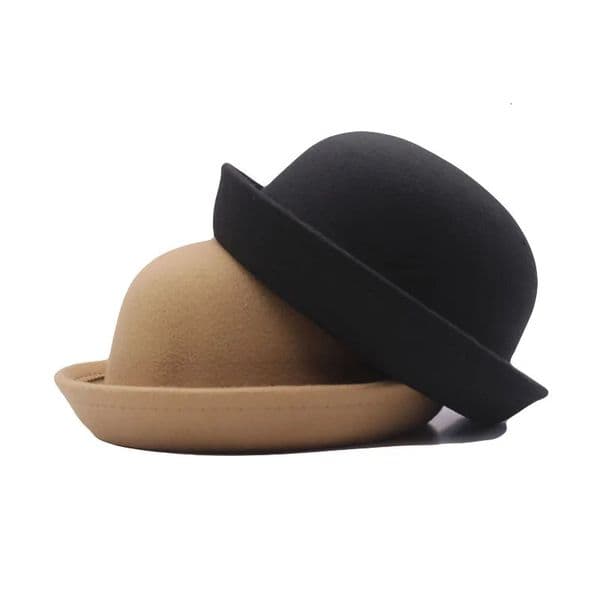 Outdoors Adult Children Flat-top Fedora Pure Color Wool Jazz Hat Wide Brim L .adies ElegantRound Hat Bowler Hat 250516