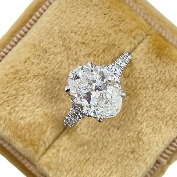 Jewelry 3.0 CT Ovla Cut Lab Diamond Split Design Half Pave Engagement Ring 18K 14K White Solid Gold Ring For Women Wedding Gift