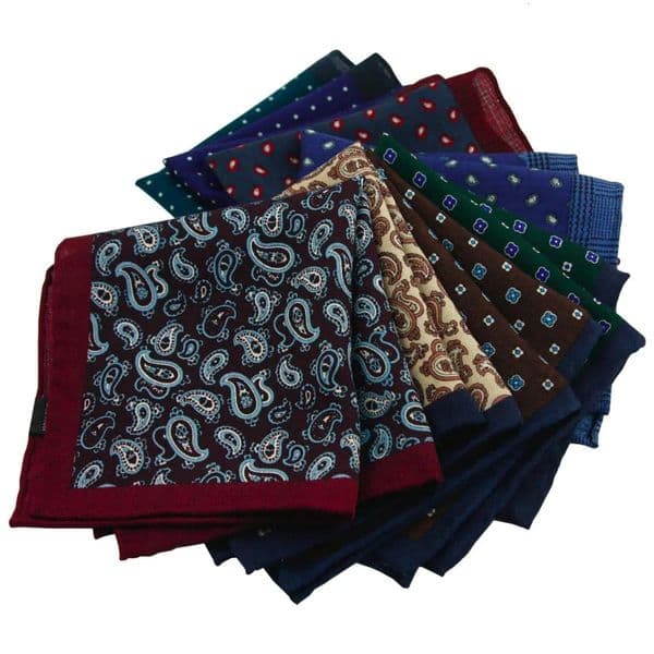 High Quality 100% Wool Fashion Pocket Handkerchief Paisley Pattern Pocket Square Hanky With Giftbox 250517