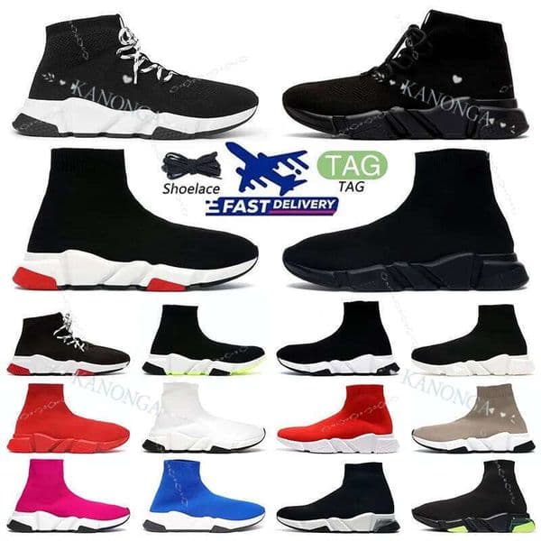 Sock Designer Casual Women Shoes All White Black Red Clear Sole Lace-Up Tennis Chaussure Mens Dhgate Trainers Sneakers