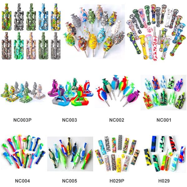 ZHSI004 Beautiful Silicon Nectar Collector Smoking Pipes 10mm 14mm Silicone Smoking Hand Pipe Nectar Collectors