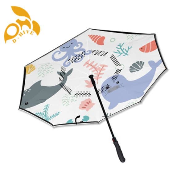 free shipping designer Customize Umbrellas white pink grey Printing Reverse folding Umbrella