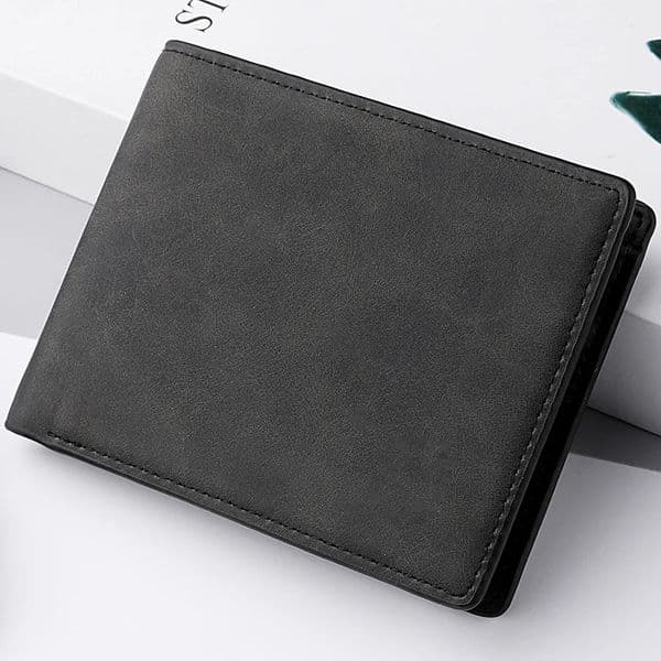 Mens Genuine PU Leather Wallet - Short Vintage Zipper with Money Clip Soft Business Wallet for Students 250519