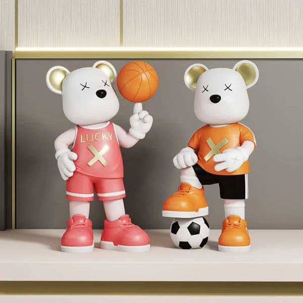 2026 New Creative Volleyball Violent Bear Small Ornament Decoration Living Room Study Desk Entrance TV Wine Cabinet Housewarming Gift Toy