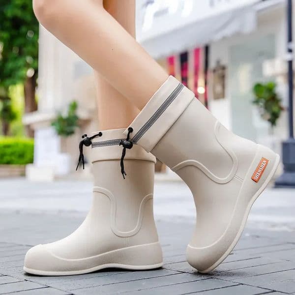 Fashion Rain Shoes Women Adult Short Water Shoes Anti-slip Rain Boots Outside Water Thickened Kitchen Work Waterproof Simple 250515