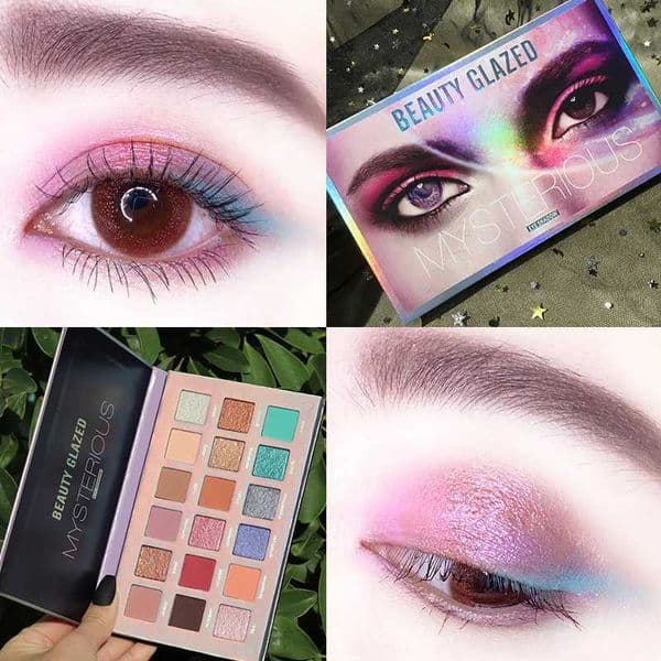 Beauty Glazed Mysteriou 18 color Eyeshadow Palette - Matte Shimmer Glitter - Multi-Reflective Shades for Stunning Makeup Looks W250520