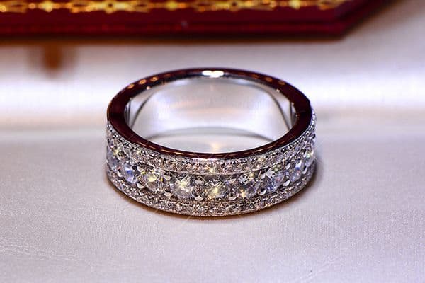 Chic Gold Plated Eternity Band Featuring Tiny Zircons & Genuine Diamonds