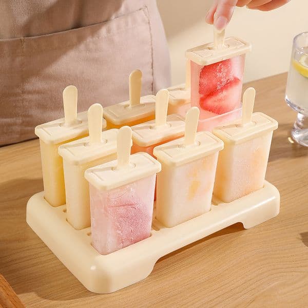 Edible grade PP mold DIY long handle stick grinding tool, homemade cream ice cube box with anti odor cover