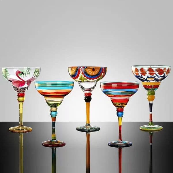 Handmade Colorful Cocktail Cup Margarita Europe Goblet Cup Champagne Cup Creative WineGlasses Home Bar WeddingParty Wine Glasses 250517BJ