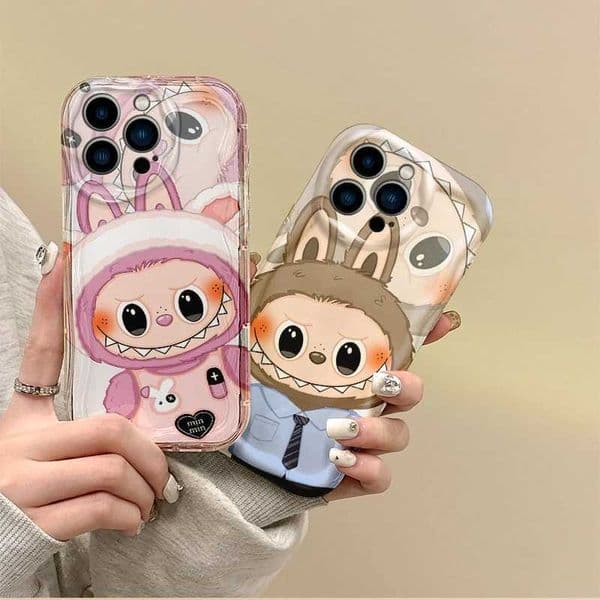 Cute P-Pop Mart Labubu Cartoon Phone Case For iPhone 16 Pro Max Case 15 14 13 12 11 8 7 Pro X XR XS Max Non-Slip Dustproof Cover Z250521