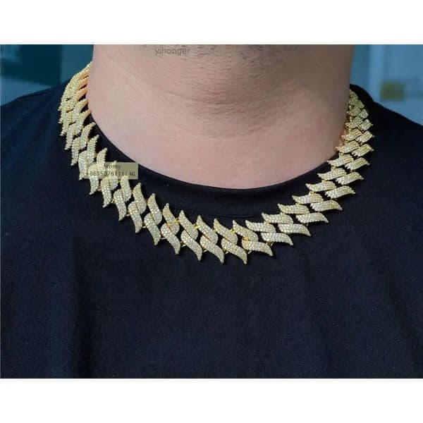 15mm Custom Made Sterling Silver 925 Cuban Necklace Iced Out Jewelry Hip Hop Moissanite Link