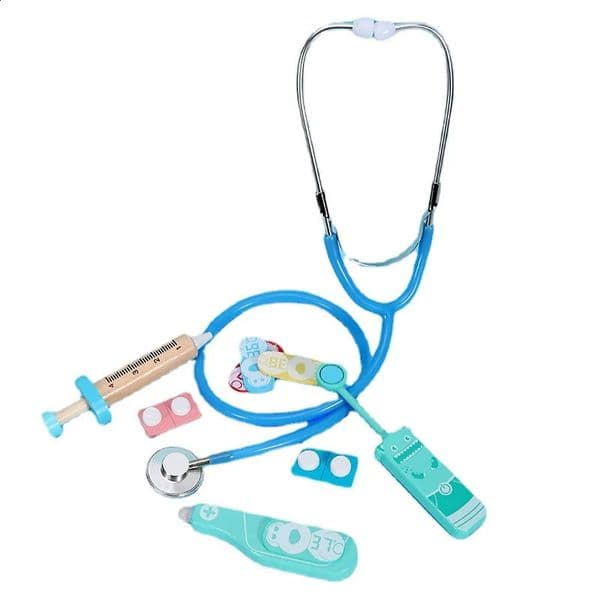 Wooden Pretend Play Doctor Role Playing Games Educational Toys For Children Simulation Dentist Check Stethoscope Medicine Set 250520