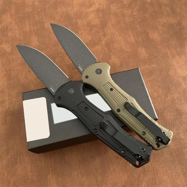 Tactical hunt kknife 9070BK-1/9070BK Claymore Fold Knife 3.6" CPM-D2 Cobalt Black Blade Grivory Handle Outdoor Camping Pocket Knives