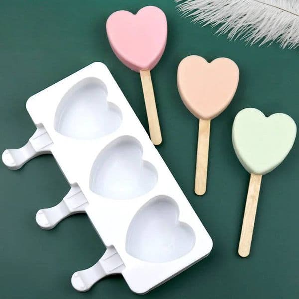 3 Cavity Love Cat's Claw Ice Cream Mould Food Grade Silicone Heart-Shaped DIY Chocolate Baking Pudding Mold Kitchen Accessories