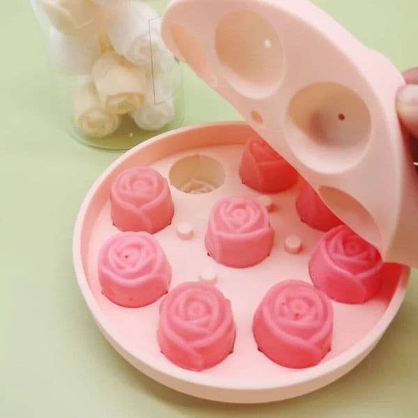 1.3 3D Kitchen Rose Molds Inch Small Ice Cube Trays Make 9 Grids Cute Flower Shape Silicone Rubber Fun Ball Maker Food Grade