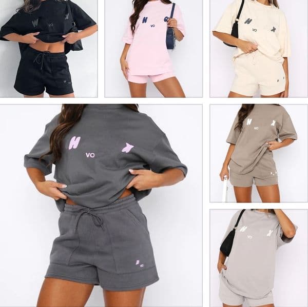 Women's Tracksuits Designer Two Piece Set Casual Sweatsuit Short Sleeve Pullover T-shirt And Loose Shorts Jogging Suit Sets For Women