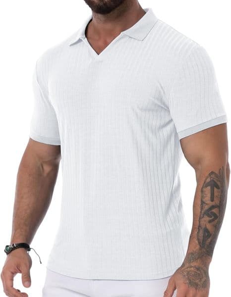 Mens Polo shirt Men's Muscle Polo Shirts V Neck Slim Fit Ribbed T Shirts Golf Collar Shirt Casual Tee Polos shirts tshirt Casual tops summer clothes