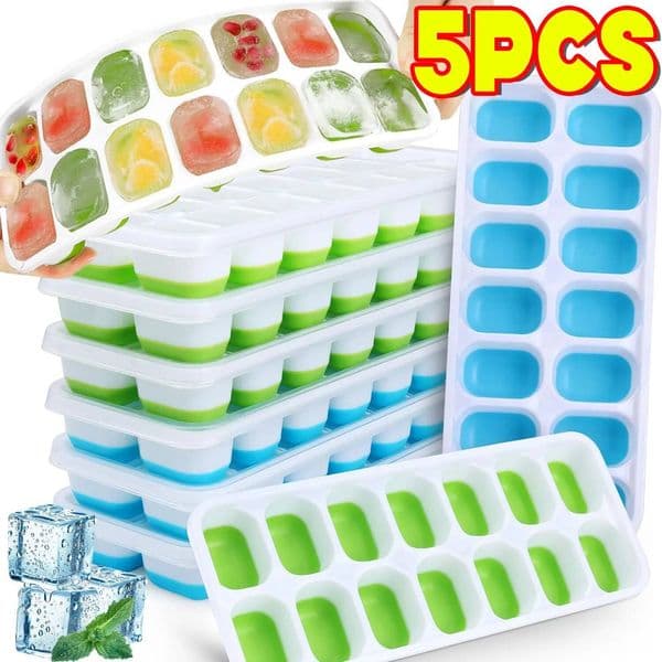 Mold With Tray Lid Silicone Square Easy Release Ice Cube Molds Summer Kitchen Bar DIY Iced Tail Freeze Tool