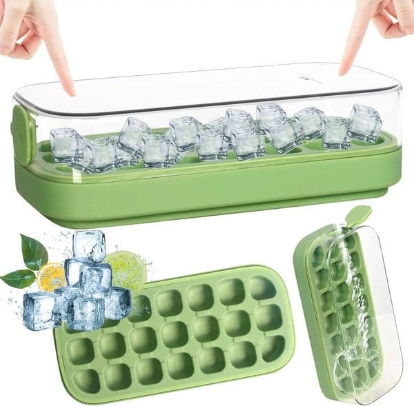 21Grid Silicone Mould with Lid Soft Bottom Mold Square Fruit Ice Cube Maker Tray Kitchen Accessories
