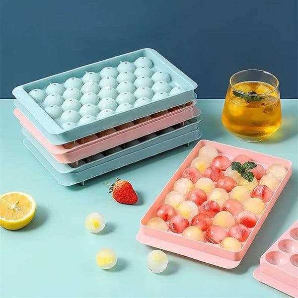 33 Ice Balls Tray for Freezer Food Grade Plastic Ice Ball Maker Mold Mini Round Ice Cube Mould with Lid Party Cocktail WhiskeyXJ250522