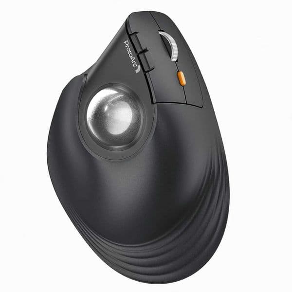 ProtoArc Vertical Wireless Trackball Mouse EM05 NL Bluetooth Ergonomic Rollerball Mouse Rechargeable Computer Laptop Thumb Mouse R250522