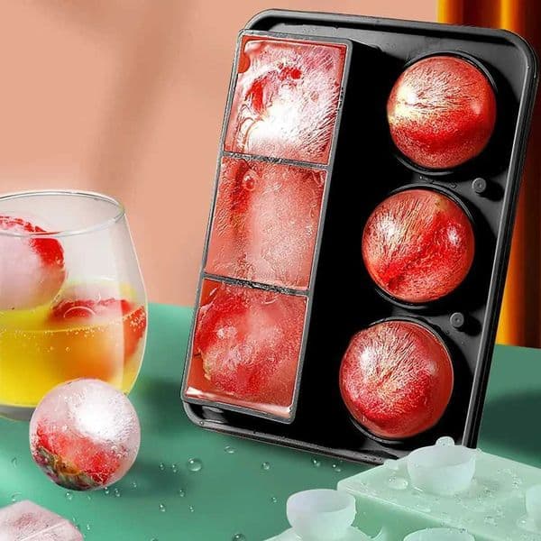 Silicone Ice Mold 2 in 1 larger Reusable Kitchen Accessories Sphere and Square for Beer Ice Ball Mold For Partty Bar ToolXJ250522