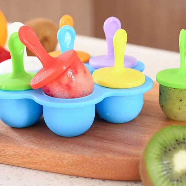 Colorful sicle Mold 7-Cavity Silicone Ice Cream Mold DIY Fruit Shake Maker with Handles and Tray Food Grade for Family Fun W250522
