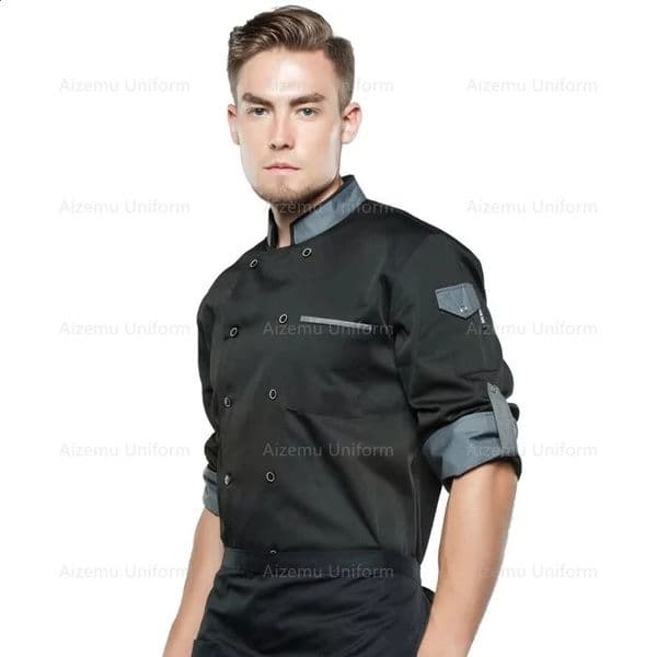 Adjustable Chef Jacket Long Sleeve Chef uniform men Unisex Cook Coat Restaurant el Kitchen Wear Waiter work clothes Free 250517