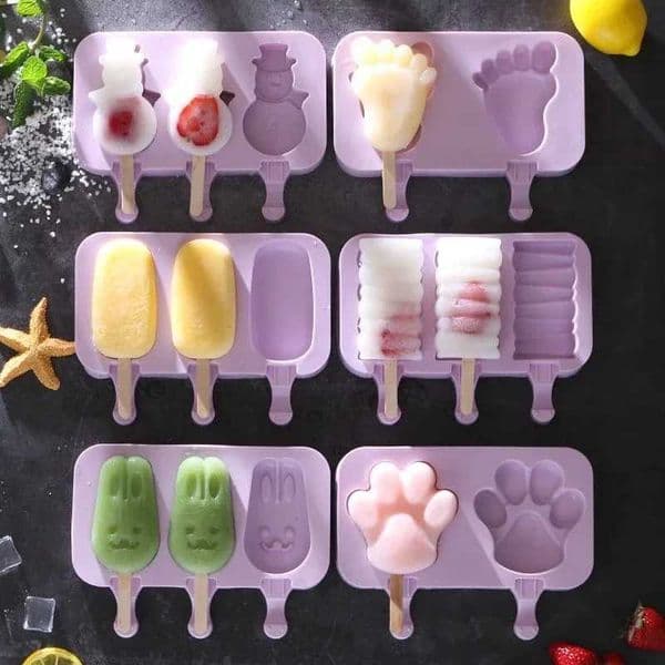Silicone Ice Cream Mold Reusable Popsicle Molds DIY Homemade Cute Cartoon Ice Cream Popsicle Ice Pop Maker Mould Kitchen ToolsXJ250522