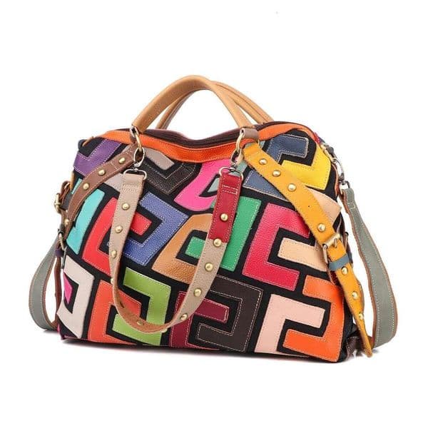 High Quality Designer Bags Leather Geometric Pattern Multi-Color Color Patchwork Riveted Handbag Shoulder Crossbody Bag For Women Luxury Bag
