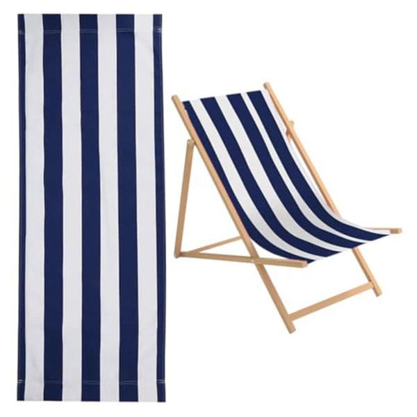 1/2Pcs Beach Chair Cover Beach Lounger Replacement Cloth Polyester Fabric 120x44cm White And Blue Striped Picnic Chairs Cover 250515
