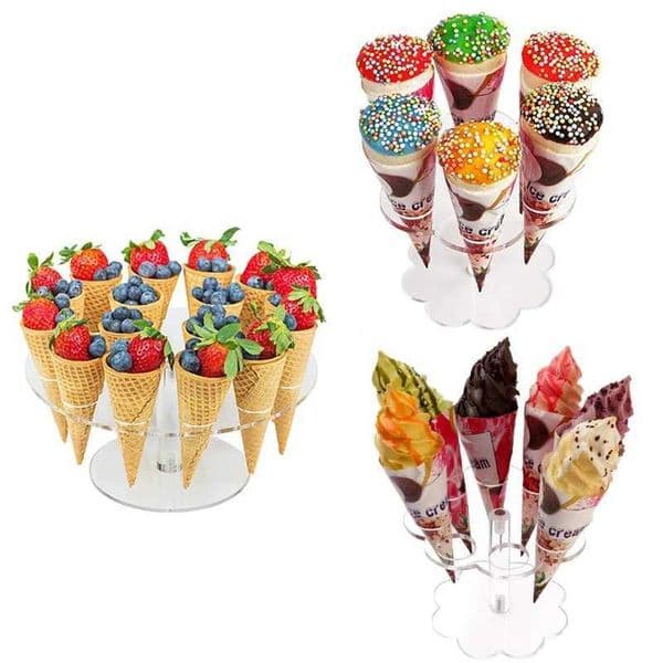 6/8/16 Holes Acrylic Ice Cream Cone Holder Cupcake Popcorn Rack Party Wedding Buffet Display Stand Transparent Ice Cream ShelfXJ250522