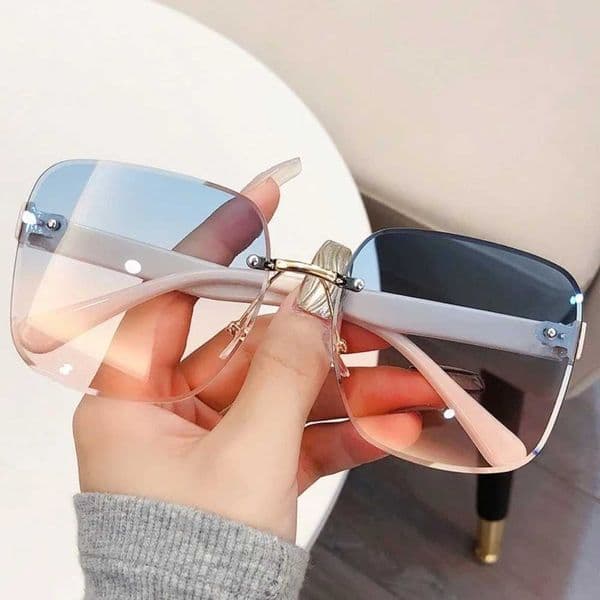 Square Womens Sunglasses Retro Fashion Frameless Sunshade Gradient Sun Glasses UV400 Y250522
