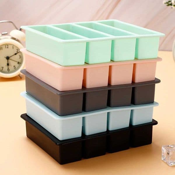 1PC Four Straight Strip Ice Mill Silicone Ice Tray Diy Ice Cube Mold Auxiliary Food Box Ice Maker M250522