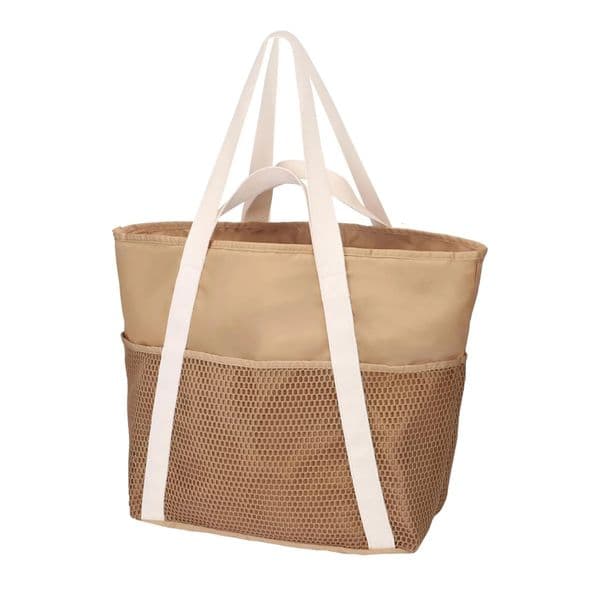 Beach bag travel tote sandproof foldable handbag with zippered mesh pocket daily vacation essentials 250522