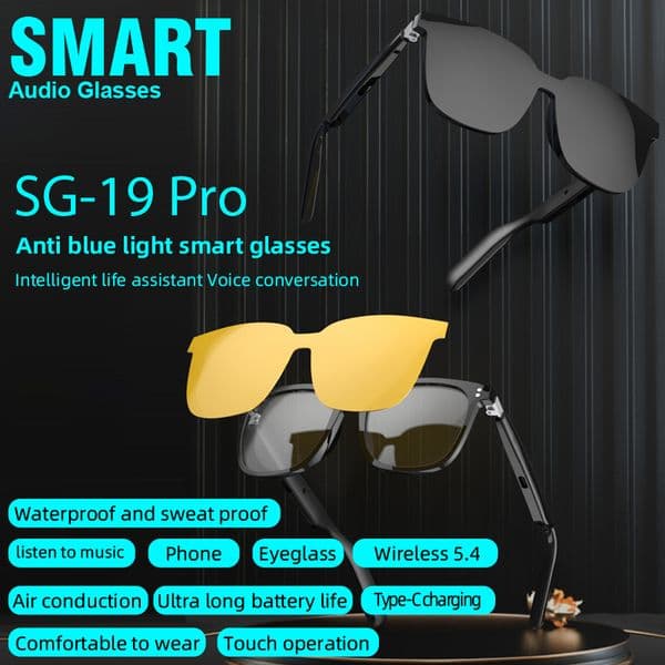 Blue Light Bluetooth Glasses for Men Women, Photochromic Sunglasses Lens, Open Mic & Speakers, Voice Assistant