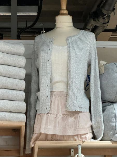 Pockets Twist Flower Knitted Sweater Cardigan O-Neck Single Breasted Long Sleeve Slim Sweaters Vintage Streetwear Gray Crop Tops 250516