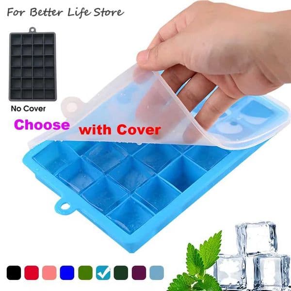 With Lid /No Lid 24-hole Silicone Ice Tray Square Box Auxiliary Food Puree Cheese Jelly Mold Bar Kitchen Tool Cocktail Cube M250522