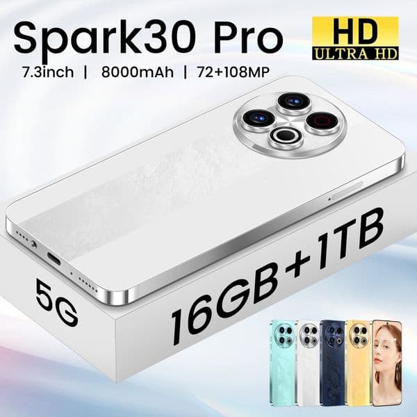 Spark30 Pro Smartphone: 7.3-inch Perforated Display Tablet Phone | Android 13