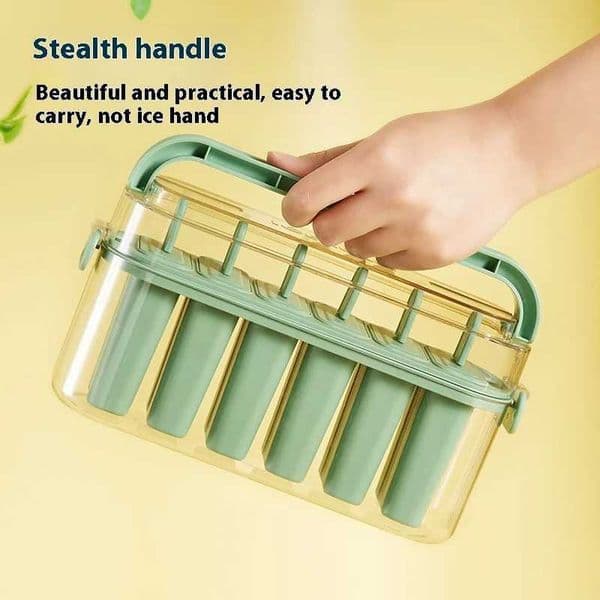 6-Cavity Plastic Ice Pop Ice Cream Maker Mould Set Food Grade Homemade Creative Ice Cake Mold with Plastic Sticks Lid for Kids X2505241