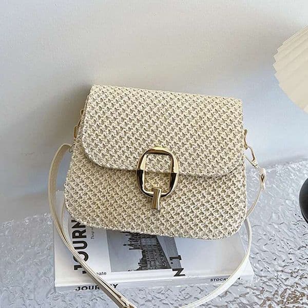 Hot Selling Summer Lock Fashion Straw Crossbody Bags, Casual Travel Beach Shoulder Bag Designer Flap Women's Handbags