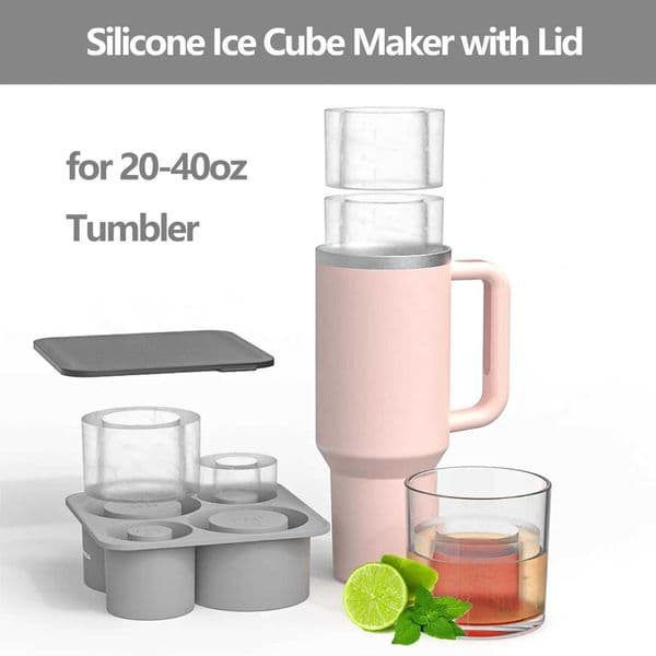2025 Ice Cube Mold with Lid 1 Count 4 Grids Silicone Ice Cube Mold Reusable Ice Cube Maker for Home Kitchen Gadgets Accessories X2505241