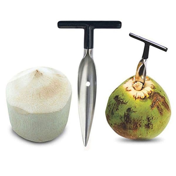 Coconut Opener Tool Fresh Green Young Coconut Water Peeled White Coconuts Safe Easy Drill Punch Tools Shovel Hole Maker Stainless Steel W0013