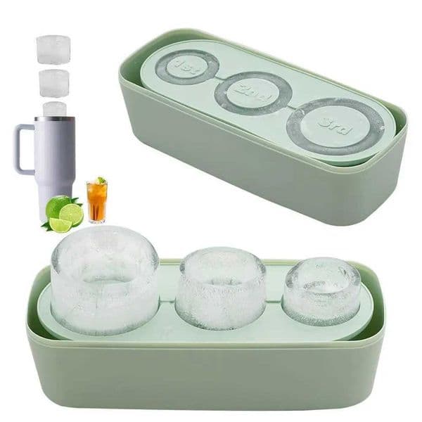 Silicone Ice Cube Maker With Lid for Making 3 Hollow Cylinder Ice Cube Molds for 30-40 Oz Cups Ice Cube Tray Cube Mold X250524