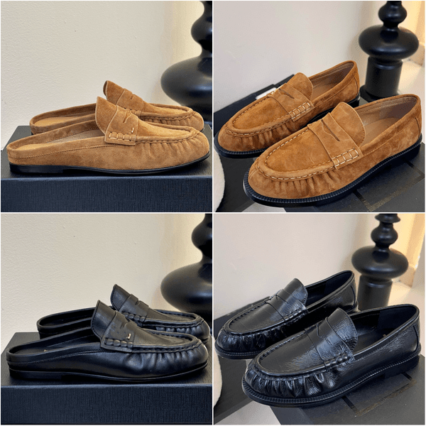 designer Shoes Women Supple Mules sandal luxury Smooth Leather highquality Baotou slippers Beach letter Little leather shoes LE EEL suede Penny loafer Size 3540 Z25