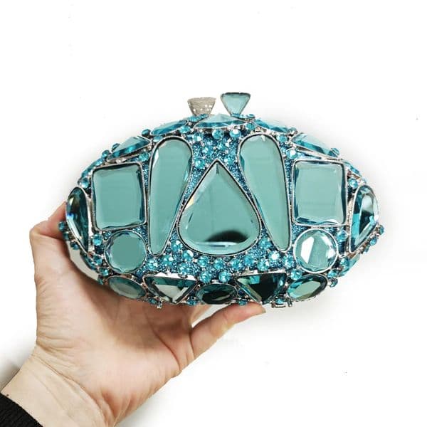 XIYUAN Full Stones Evening Clutch Bag Women Rhinestone Purses Blue/Gold Stone Handbag Bridal Clutches 250519