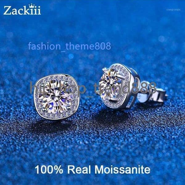 Stud 100% Moissanite Earrings 1-2 Carat Lab Created Diamond Sterling Silver Earring For Women Men